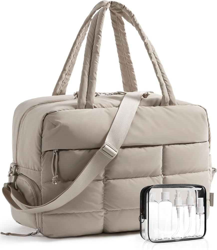 BAGSMART Gym Bag for Women, Carry on Travel Duffel Bag, Water-resistant Weekender with Shoe Compa... | Amazon (US)