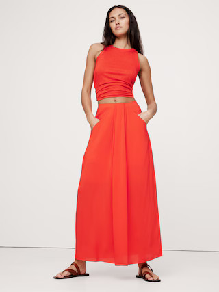 Stretch-Crepe Drape Front Maxi Skirt | Banana Republic (US)