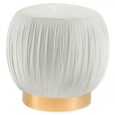 TOV Furniture Velvet Ottoman in Cream | Bed Bath & Beyond