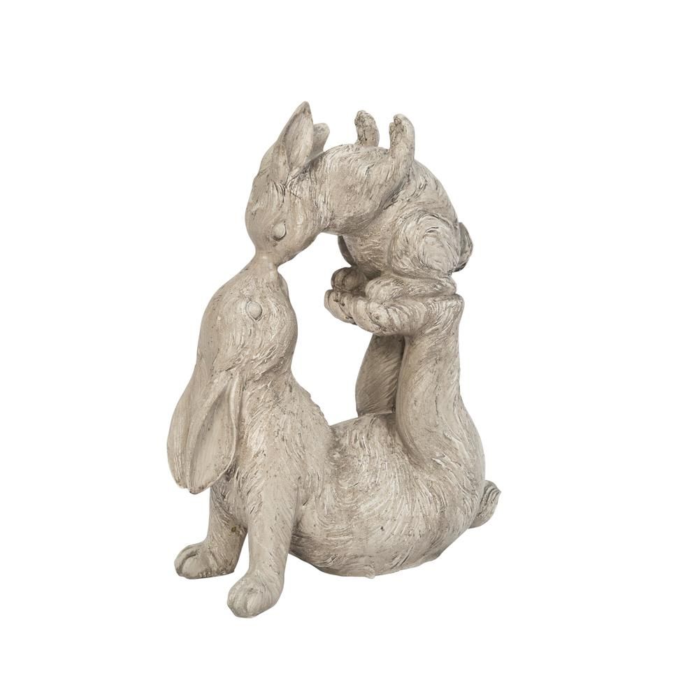 Gerson International 14.5 in. H Resin Kissing Bunnies Figurine | The Home Depot