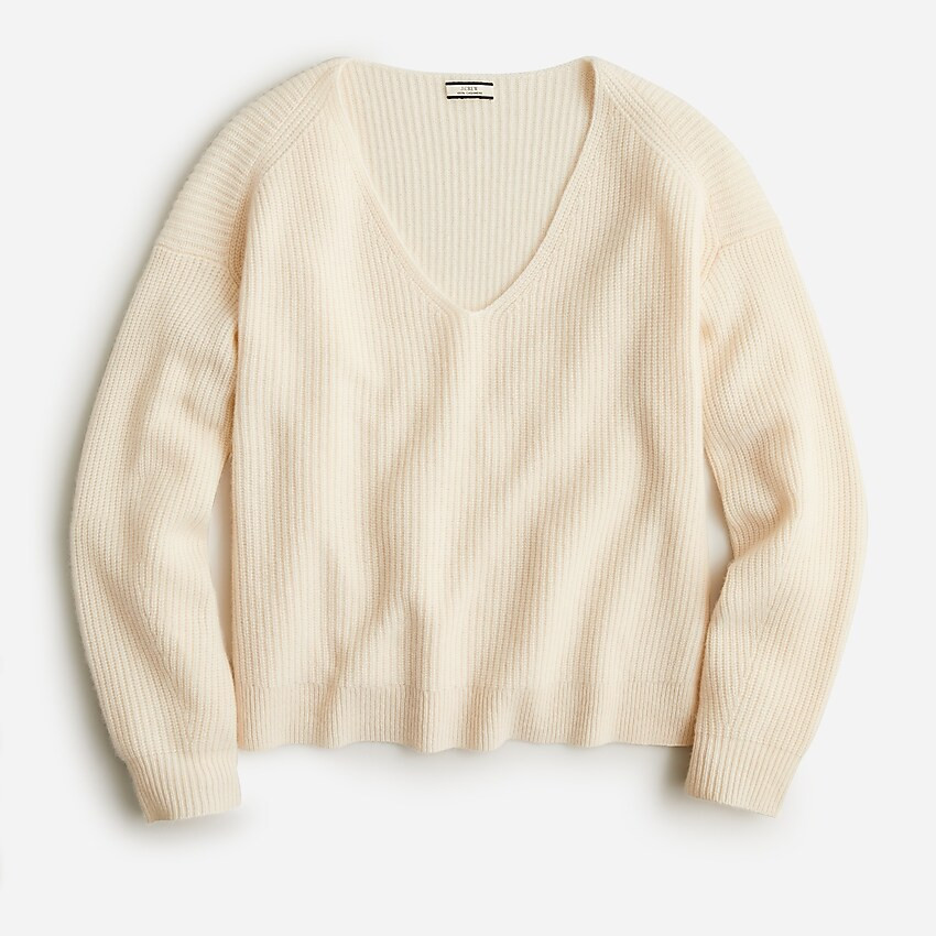 Ribbed cashmere oversized V-neck sweater | J. Crew US