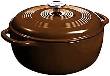 Lodge 6 Quart Enameled Cast Iron Dutch Oven with Lid – Dual Handles – Oven Safe up to 500° F... | Amazon (US)