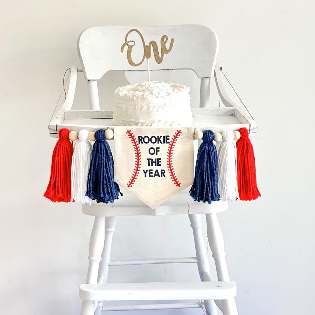 Rookie of the Year 1st Birthday Tassel Banner, Baseball Highchair Decoration, Little Slugger Firs... | Etsy (US)