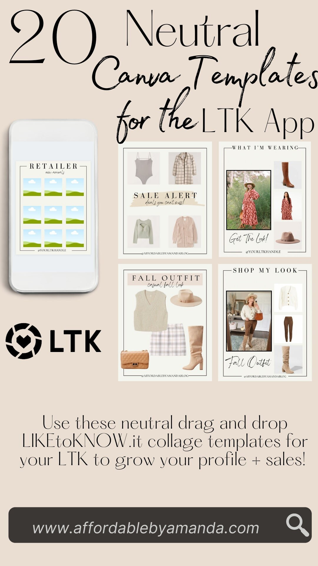 20 Liketoknow.it Neutral Canva Templates for the LTK App - Etsy | Etsy (US)