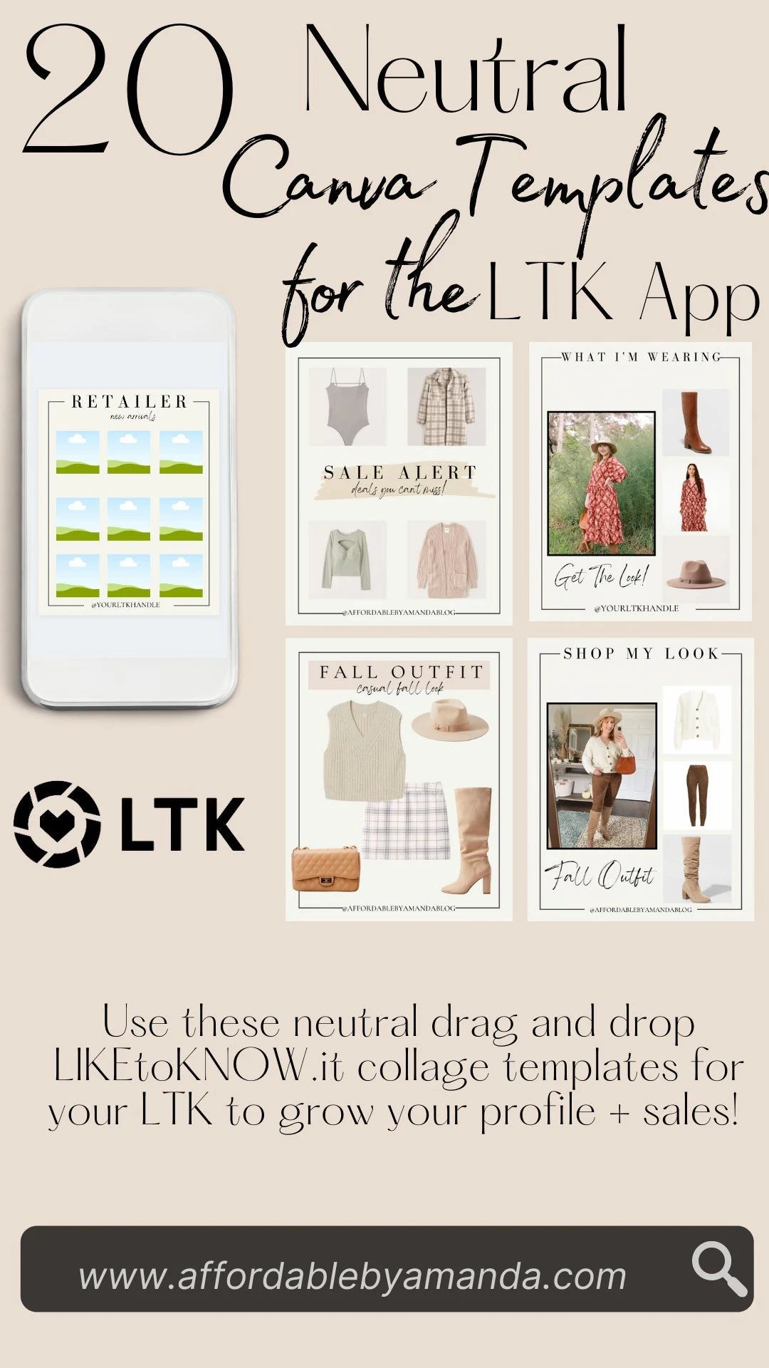 20 Liketoknow.it Neutral Canva Templates for the LTK App - Etsy | Etsy (US)