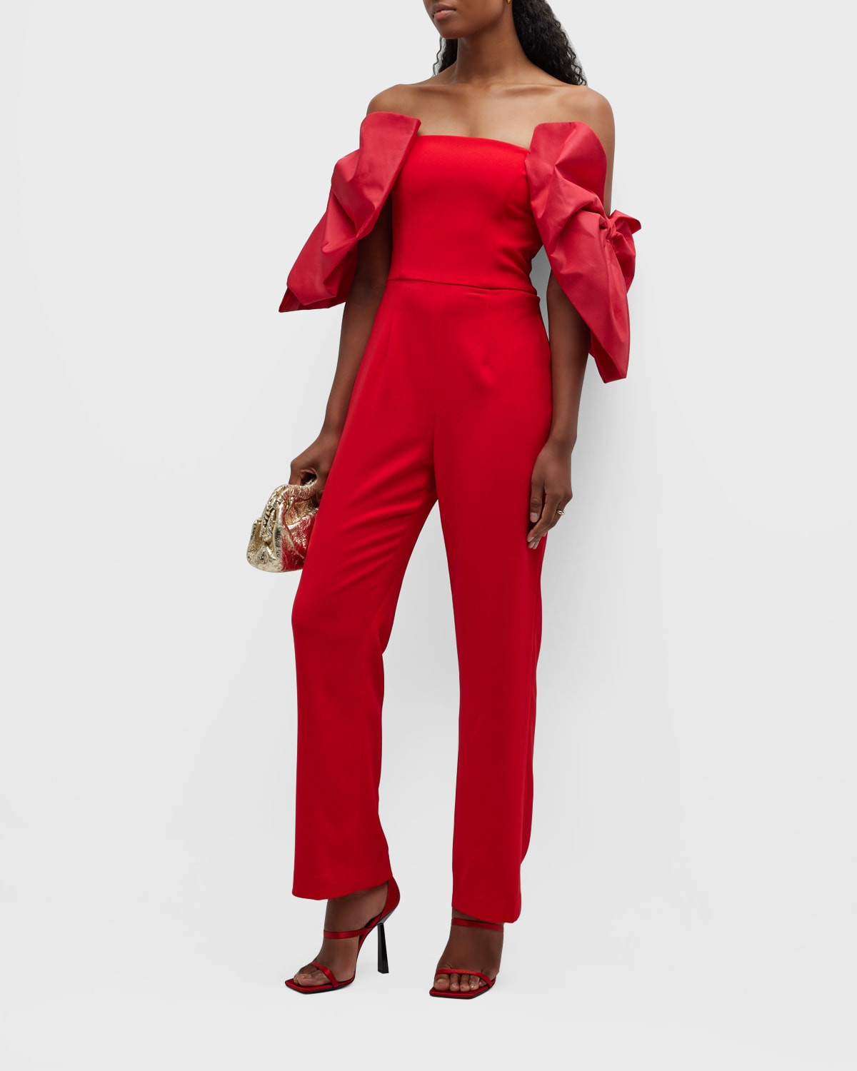 Strapless Bow-Sleeve Jumpsuit | Neiman Marcus