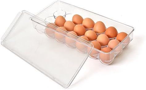 Totally Kitchen Plastic Egg Holder | BPA Free Fridge Organizer with Lid & Handles | Refrigerator ... | Amazon (US)