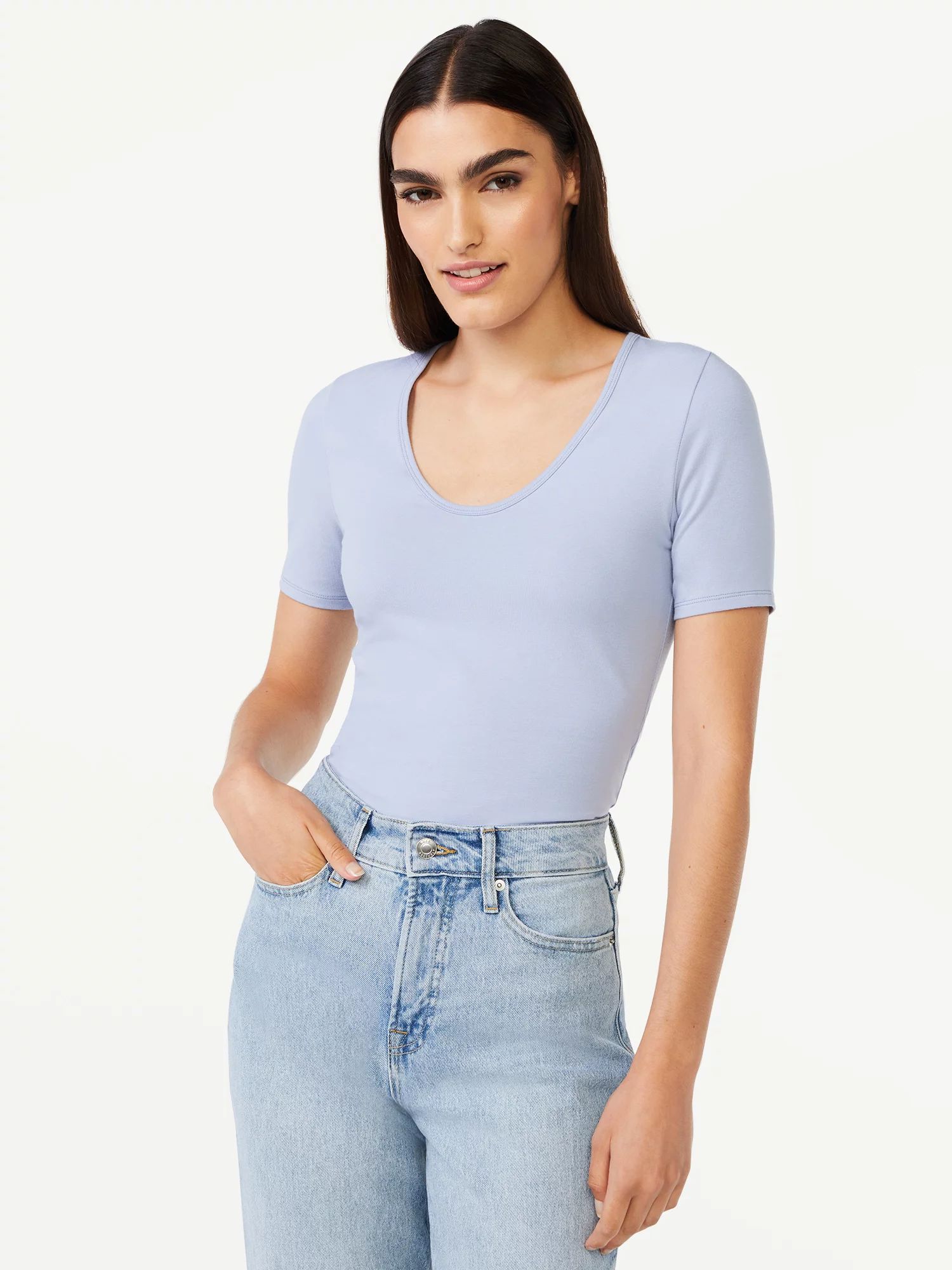 Free Assembly Women's U-Neck Bodysuit with Short Sleeves | Walmart (US)