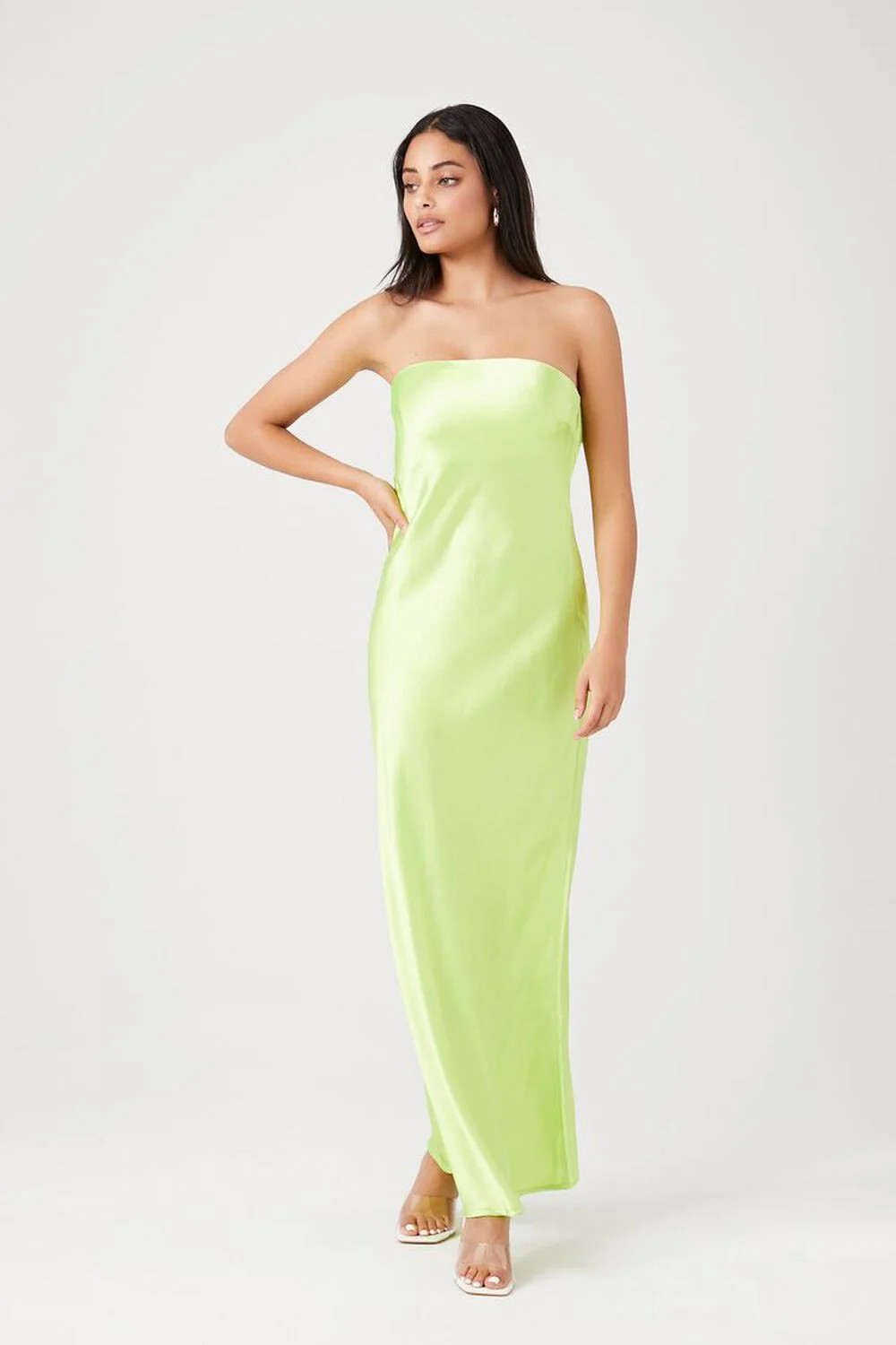 Satin Strapless Maxi Slip Dress | Forever 21 (US)