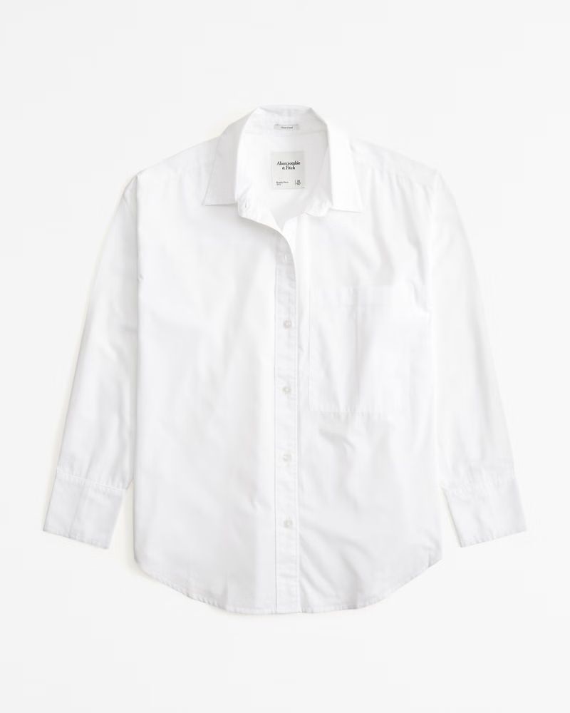 Women's Oversized Lace-Trim Embroidered Button-Up Shirt | Women's Tops | Abercrombie.com | Abercrombie & Fitch (US)