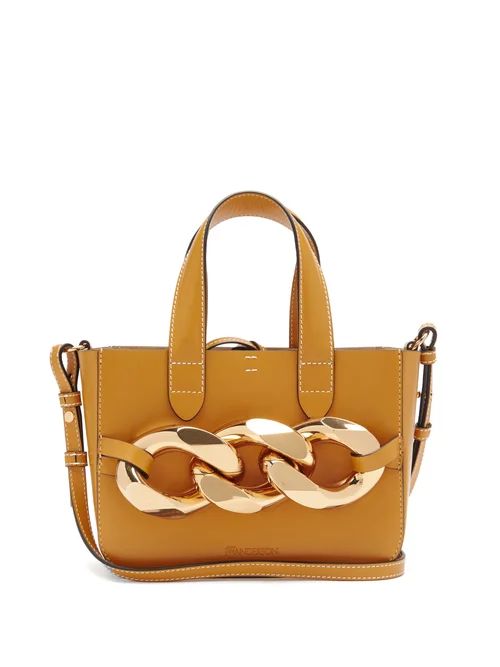 JW Anderson - Chain-front Mini Leather Tote Bag - Womens - Tan | Matches (US)