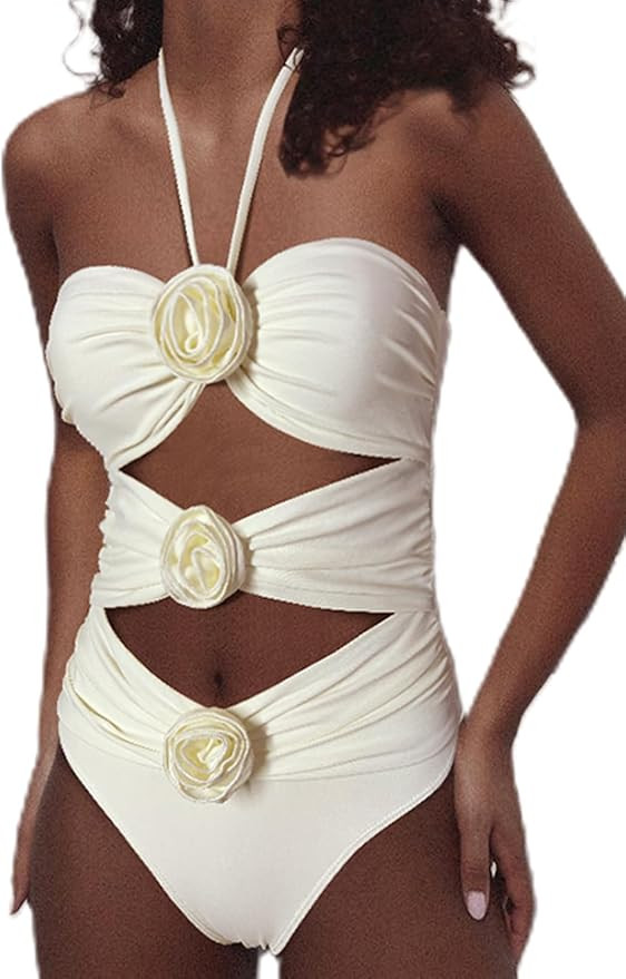 Swmmer Liket Women One Piece Swimsuit Sexy Halter Bathing Suit Tummy Control Swimwear Cutout Beac... | Amazon (US)