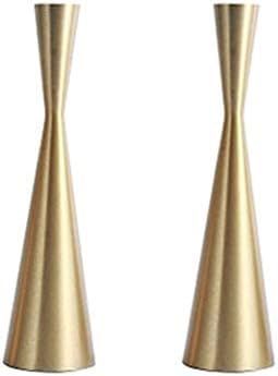 Pack 2 Brass Gold 9" Metal Taper Candlesticks Candleholder Vintage Mid-Century Modern Candlestick... | Amazon (US)