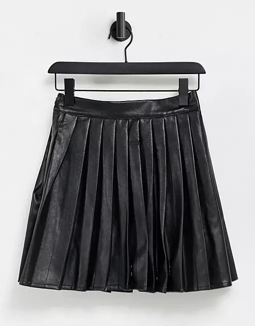 Violet Romance pleated PU mini skirt in black | ASOS (Global)