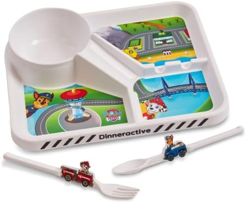 PAW Patrol Dining Set For Kids - 3 PC Themed Dinnerware Set by Dinneractive - Dog Cartoon - Toddler  | Amazon (US)