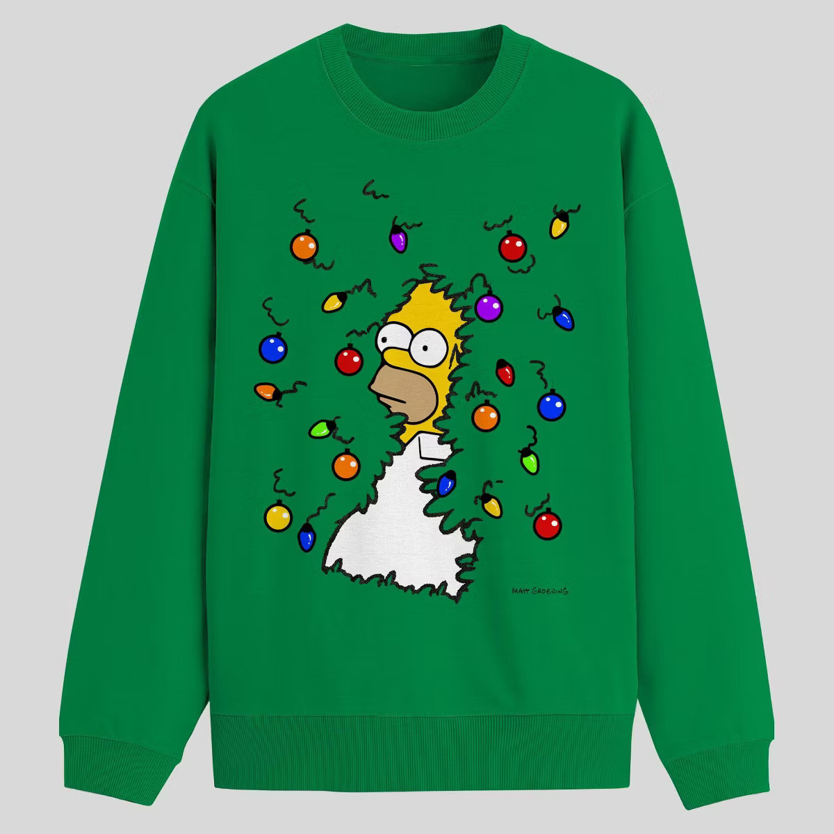Men's The Simpsons Crewneck Fleece Sweatshirt - Green | Target