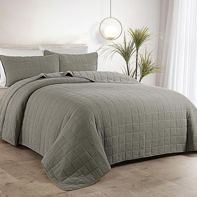 HOMBYS Oversized King Bedspreads 128x120,100% Cotton Waffle Weave Quilt Set,Extra Large Coverlet ... | Amazon (US)
