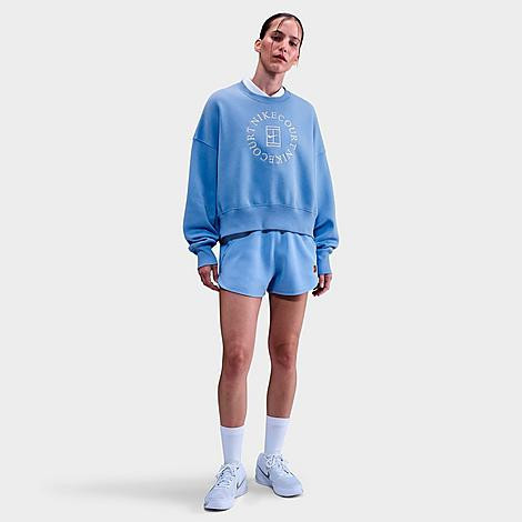 Nike Women's Court Phoenix Fleece Over-oversized Heritage Crewneck Sweatshirt in Royal Pulse/Comet Blue Size: XS | Finish Line (US)
