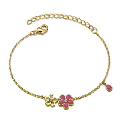 Guili Adorable 14K Gold Plated Bracelet for Kids with Pink Flower Charm – A Delightful and Stylish Accessory for Little Ones | Target