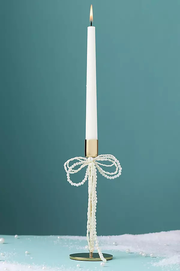 Gold & Pearl Bow Candle Holder | Anthropologie (US)