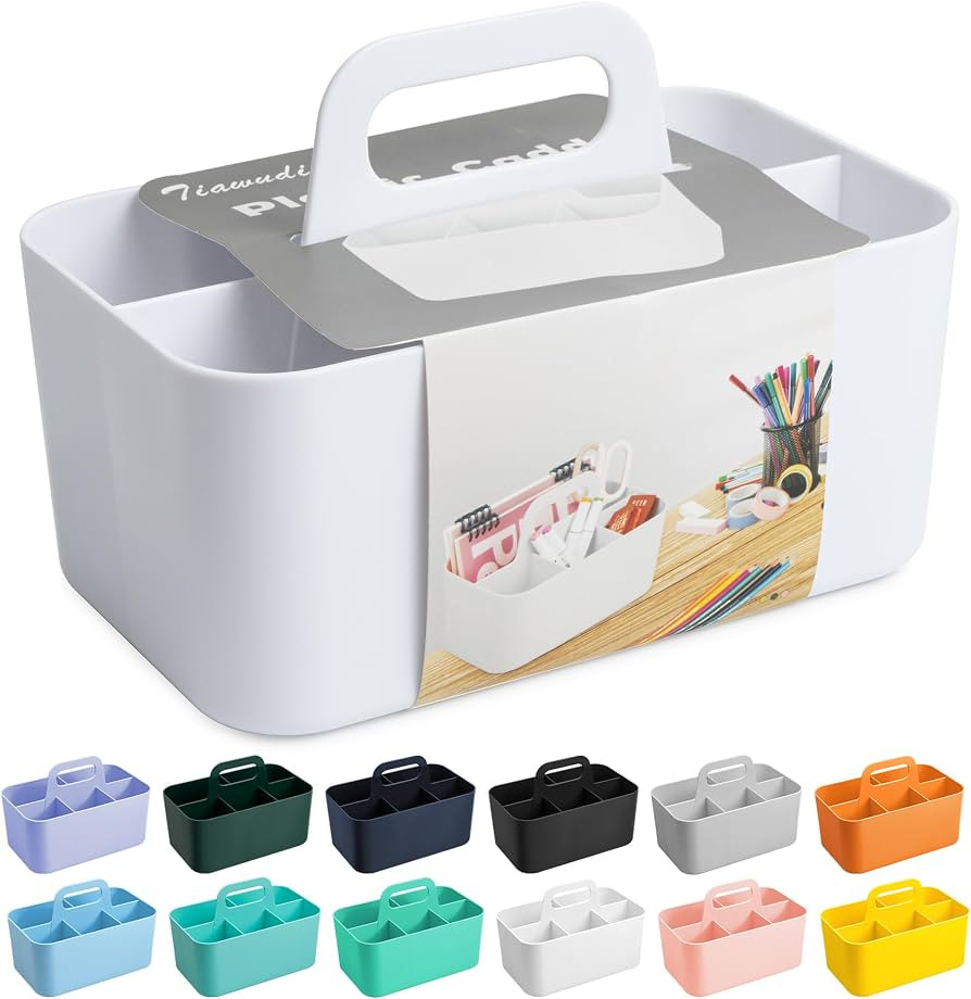 Tiawudi Multipurpose Caddy Organizer, Plastic Caddy with Handle, Stackable Desk Organizer for Sta... | Amazon (US)