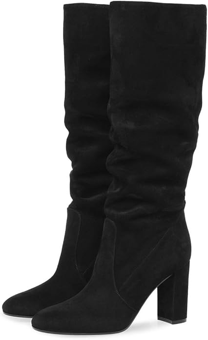YDN Women Comfort Thigh Knee High Boots Chunky Heels Round Toe Pull On Wide Calf Winter Shoes 4-1... | Amazon (US)