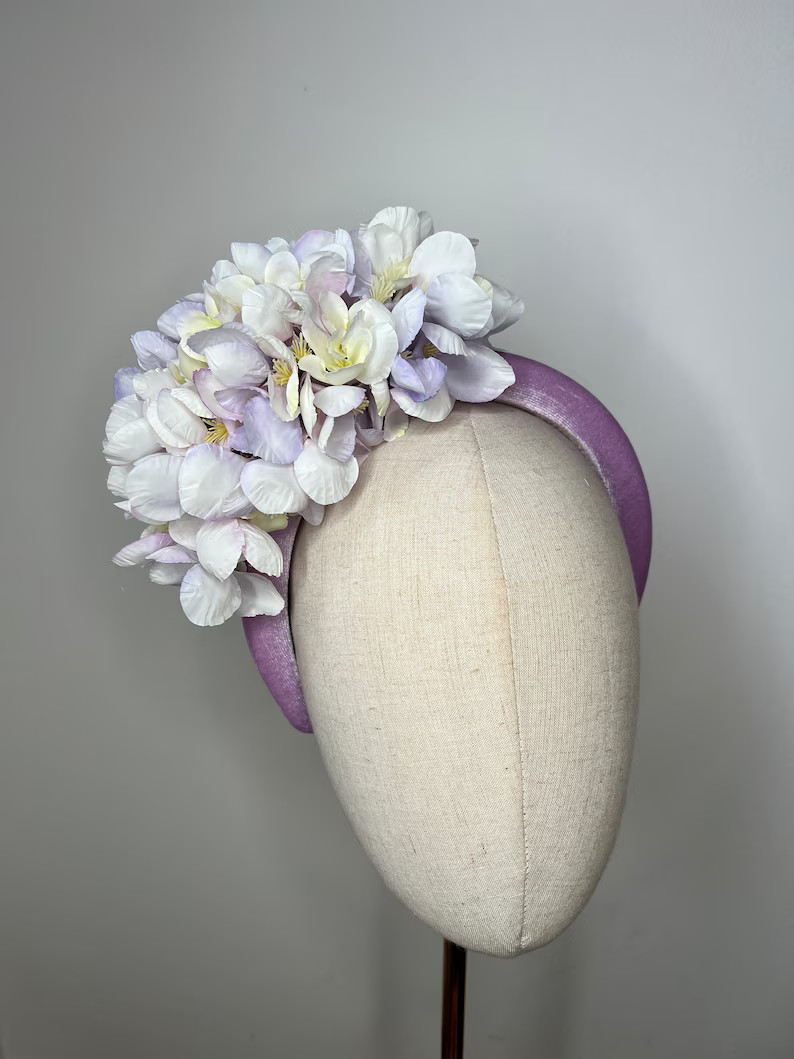 Beautiful Lilac Blossom Hydrangea Cluster Headband Wedding Races Kittymay.online - Etsy UK | Etsy (US)