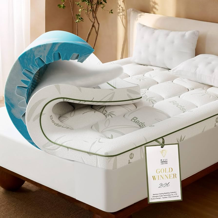 Bedsure 2-in-1 Mattress Topper, 5 Inch Memory Foam Mattress Topper Queen, 3 Inch Memory Foam + 2 ... | Amazon (US)