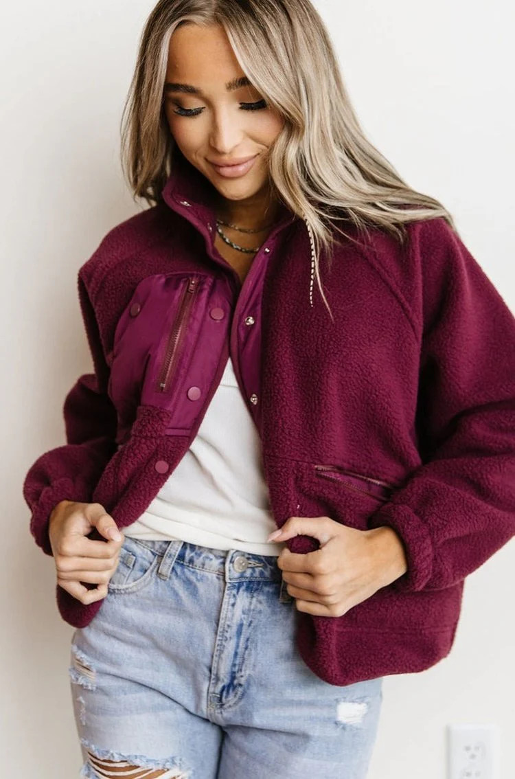 Oversized Fleece Jacket - Plum | Mindy Mae's Market