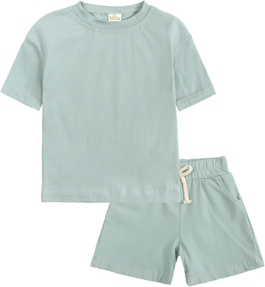 Toddler Boy Summer Outfits 3T 4T 5T Boys Clothes Kids Solid Shorts Set Cotton 2 Piece Clothing Se... | Amazon (US)