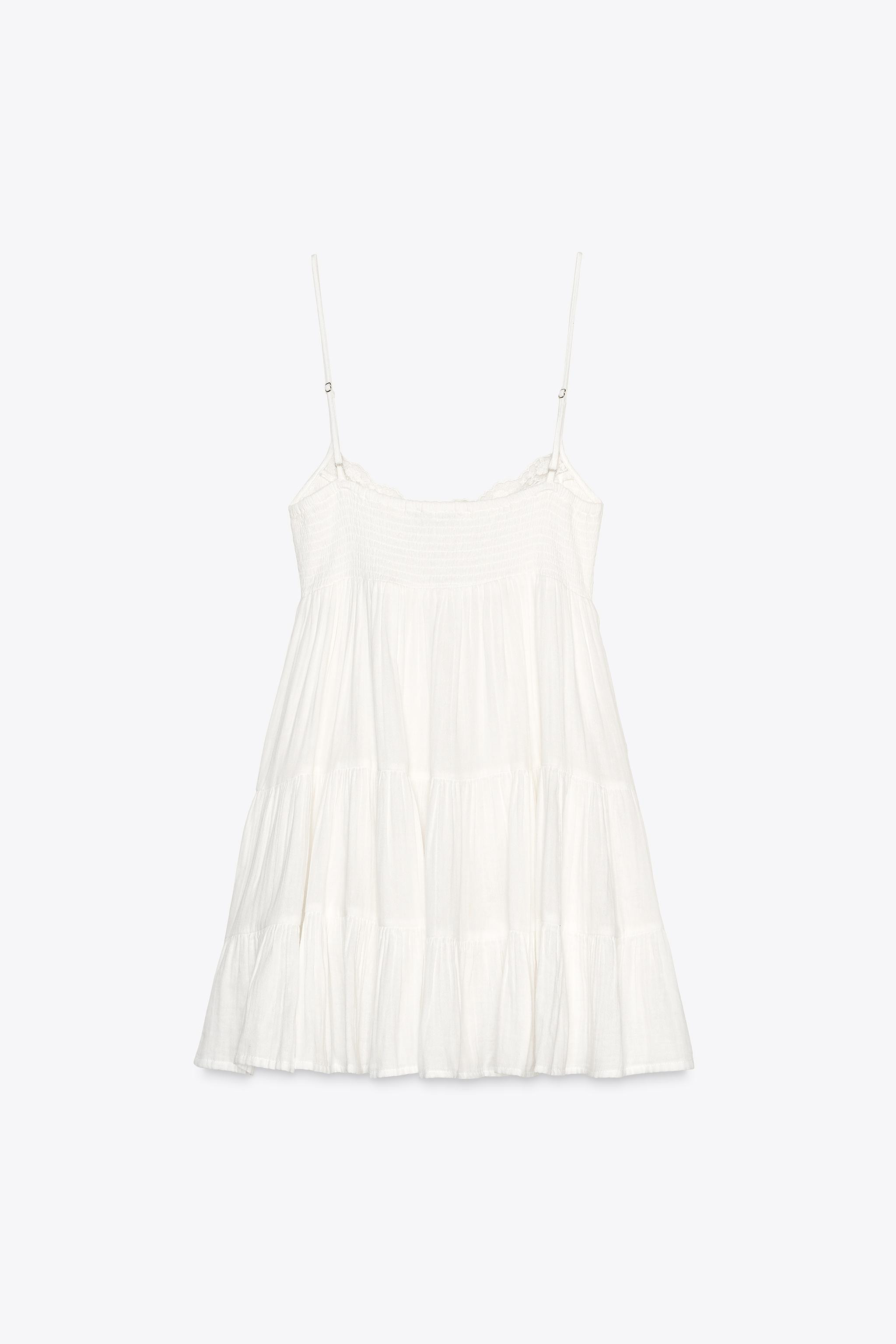 SHORT GAUZE DRESS WITH LACE | Zara UK