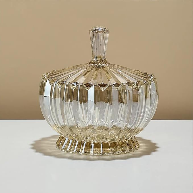 Rxcvkmw glass candy plate with cover, crystal candy bowl, fruit plate, decorative bowl (white) | Amazon (US)