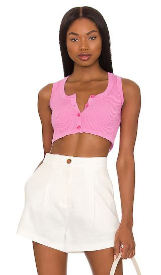 Kali Button Super Crop in Pink | Revolve Clothing (Global)