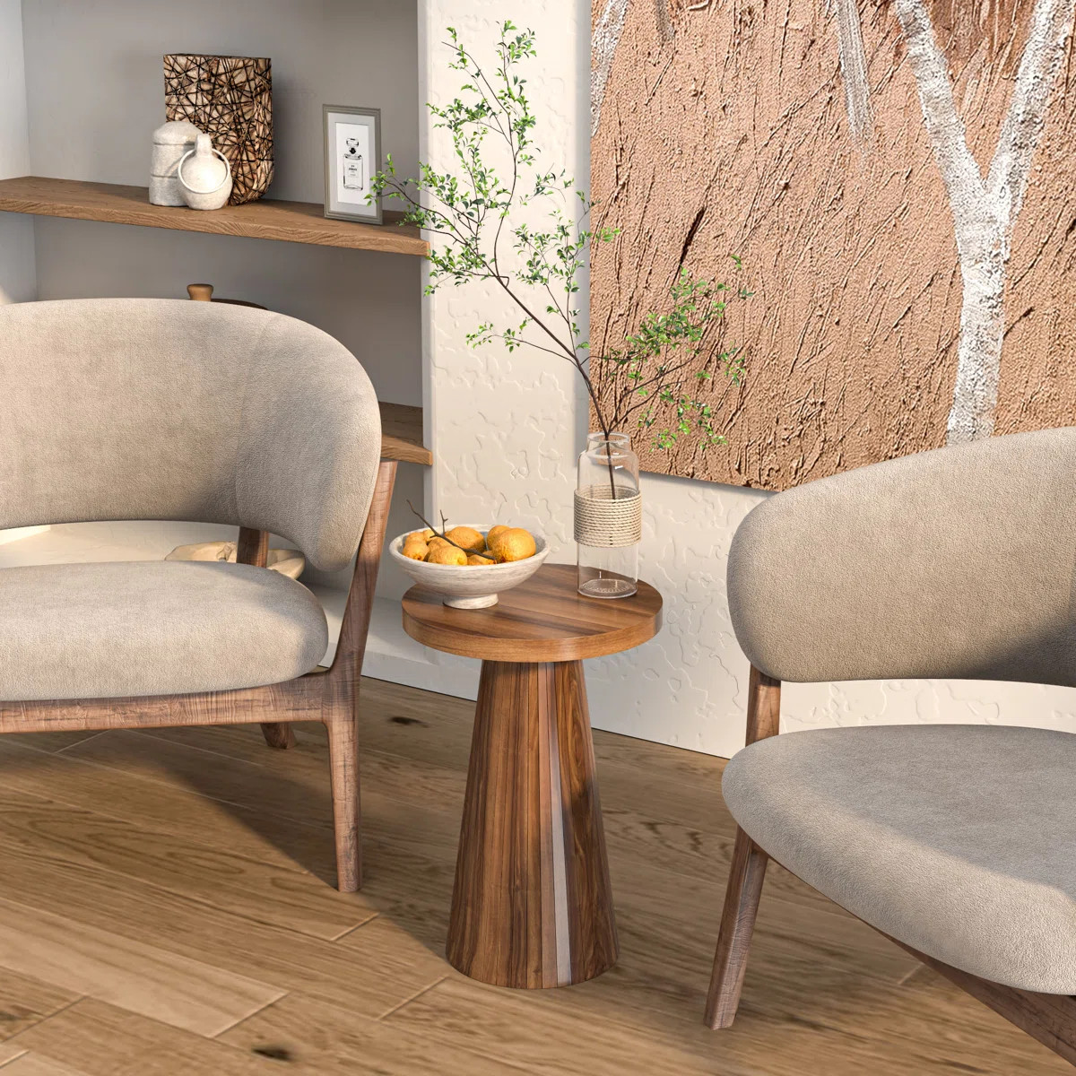 13.6'' Round End Table,side Table With Fluted Pedestal Base | Wayfair North America