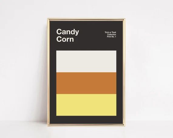 cute halloween decor | candy corn | mid century poster | halloween wall art | halloween home deco... | Etsy (US)
