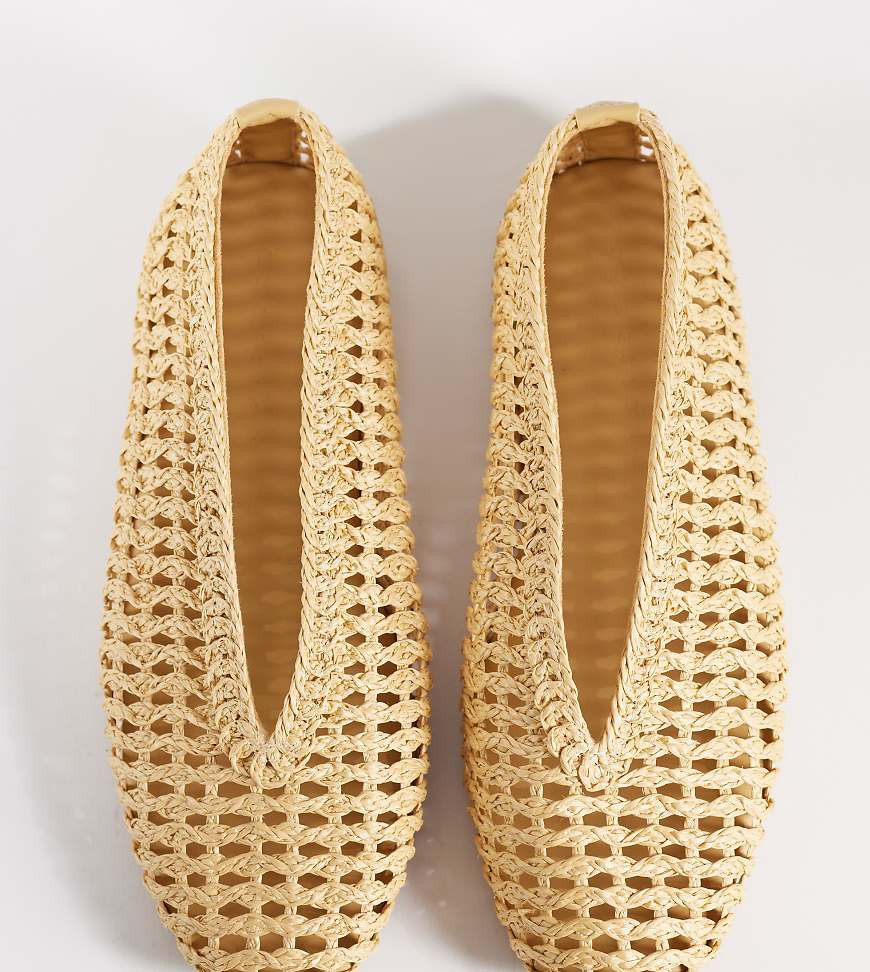ASOS DESIGN Wide Fit Lioness woven ballet flats in natural-Neutral | ASOS (Global)