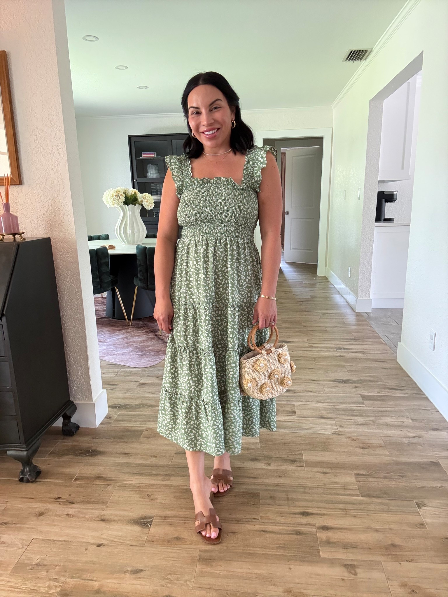 Smocked floral midi dress. 

#LTKSeasonal #LTKmomlife #LTKootd