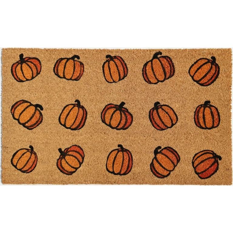 Halloween Orange Pumpkin Outdoor Coir Mat, by Way To Celebrate - Walmart.com | Walmart (US)