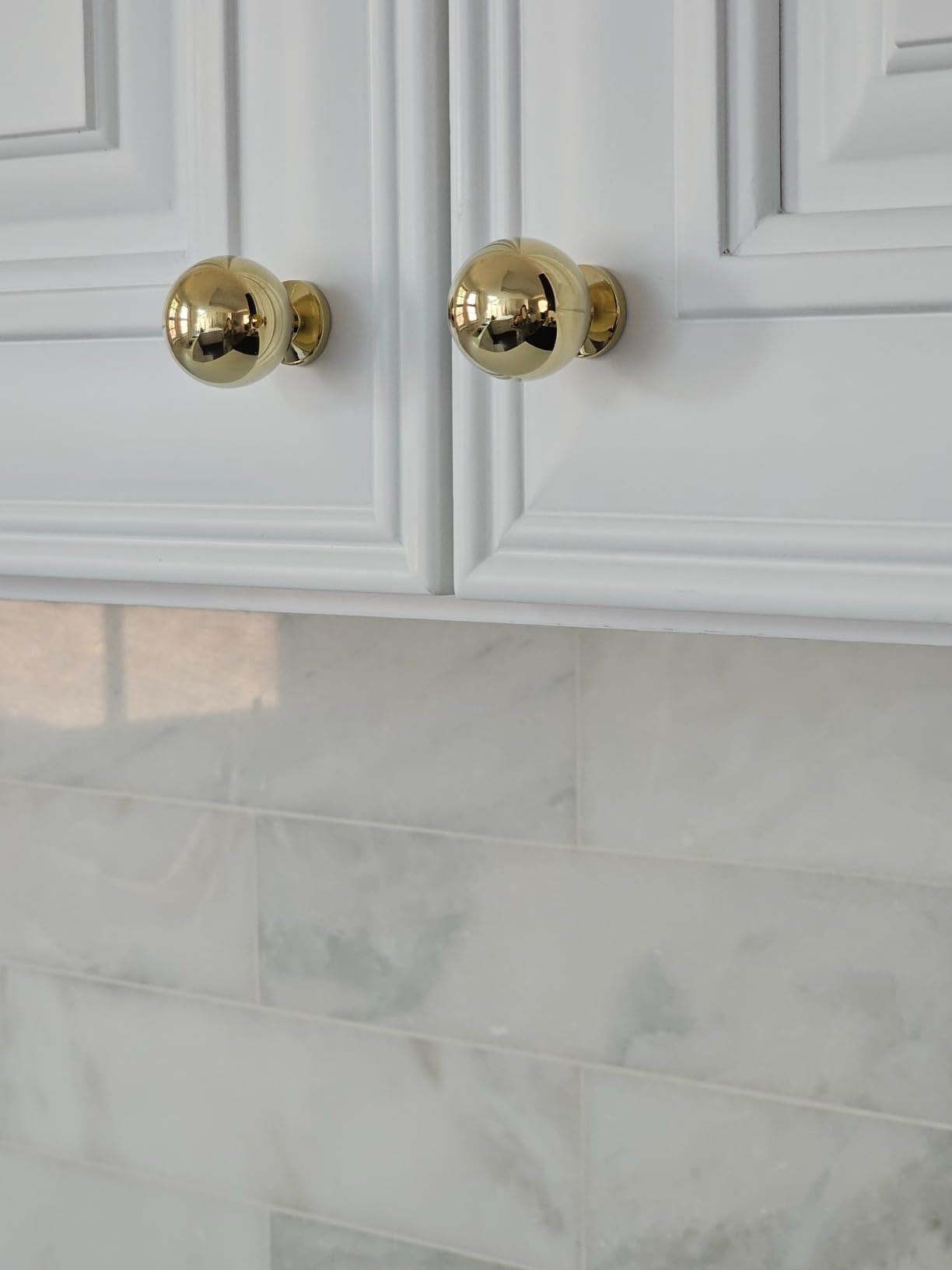 Polished-Brass Drawer Cabinet Knobs - Solid Brass Handles Hardware for Dresser Kitchen Bedroom Bathroom (5 Pack) | Amazon (US)