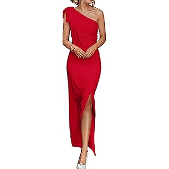 PRETTYGARDEN Summer One Shoulder Long Formal Women's Dress Sleeveless Ruched Bodycon Wedding Gues... | Amazon (US)