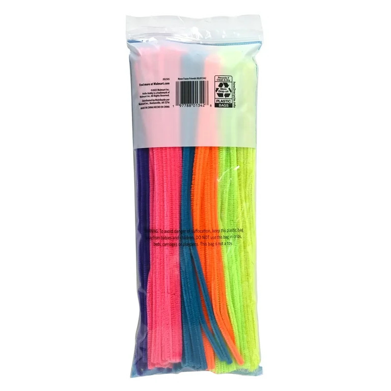 Hello Hobby Fuzzy Craft Kit, 300 Count, Neon Multicolor Chenille Stems and Poms for Kids Crafts a... | Walmart (US)
