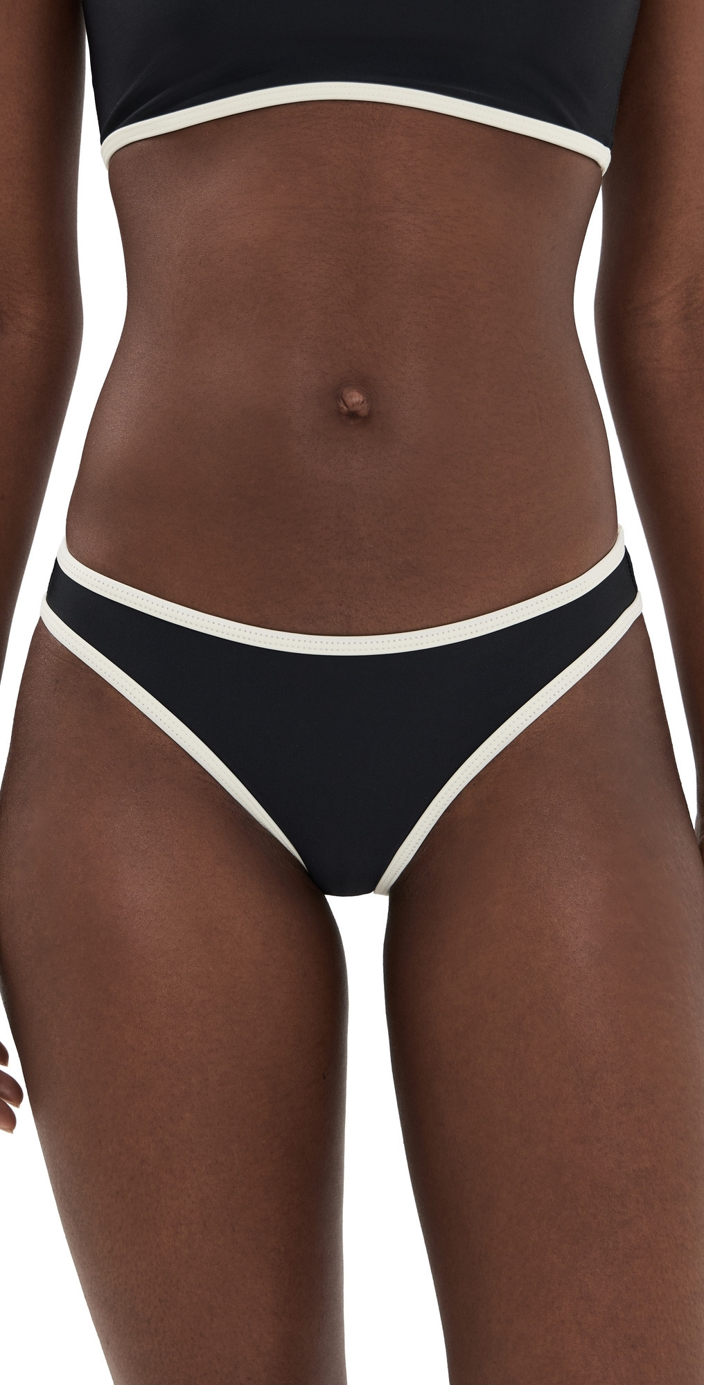 JADE Swim Most Wanted Bikini Bottoms Black w/ Ivory M | Shopbop