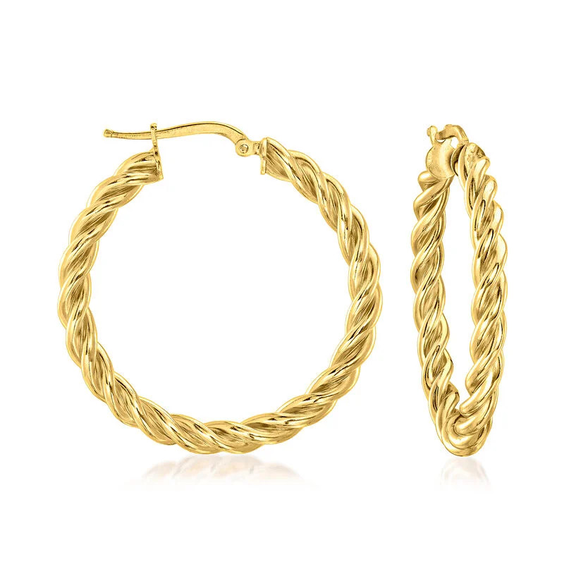 Italian 18kt Gold Over Sterling Twisted Hoop Earrings. 1 1/2" | Ross-Simons