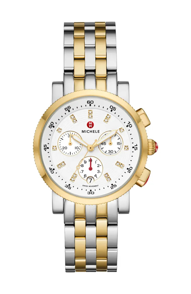 Women's Diamond Accent Two-Tone Sport Sail Watch, 38mm - 0.06ctw | Nordstrom Rack