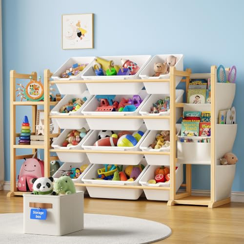 Toy Storage Organizer with 12 Bins and 3 Shelves, Kids Toy Organizer Shelf | Amazon (US)
