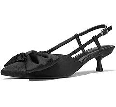 ALICEPUB Women's Bow Heels Slingback Heels Pumps Closed Toe Kitten Heels Pointed Toe Pumps Low He... | Amazon (US)