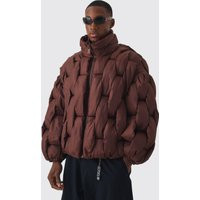 Mens Chocolate Hand Weft Padded Puffer | BoohooMAN AU