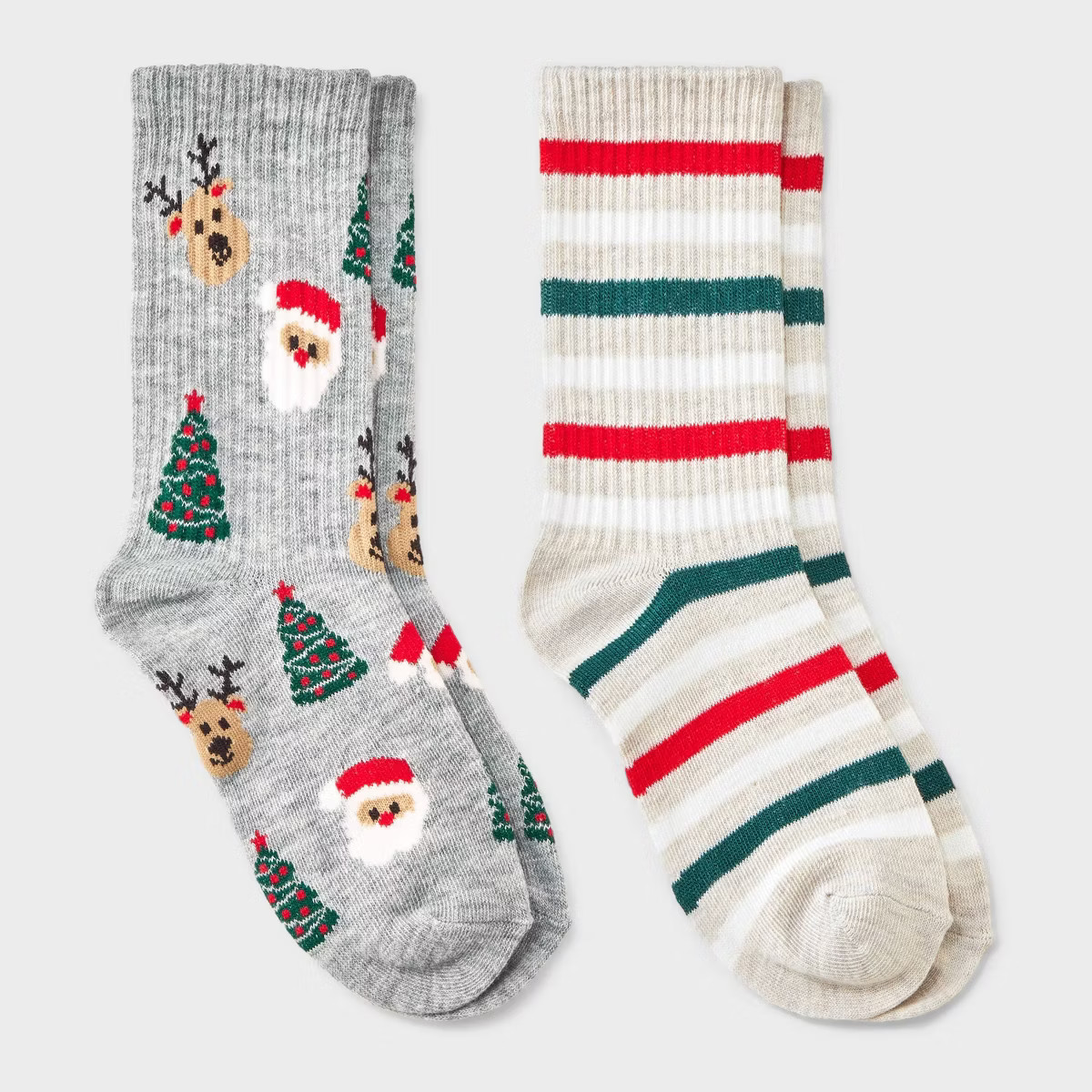 Kids' 2pk Christmas Tree & Santa Ribbed Crew Socks - Cat & Jack™ | Target