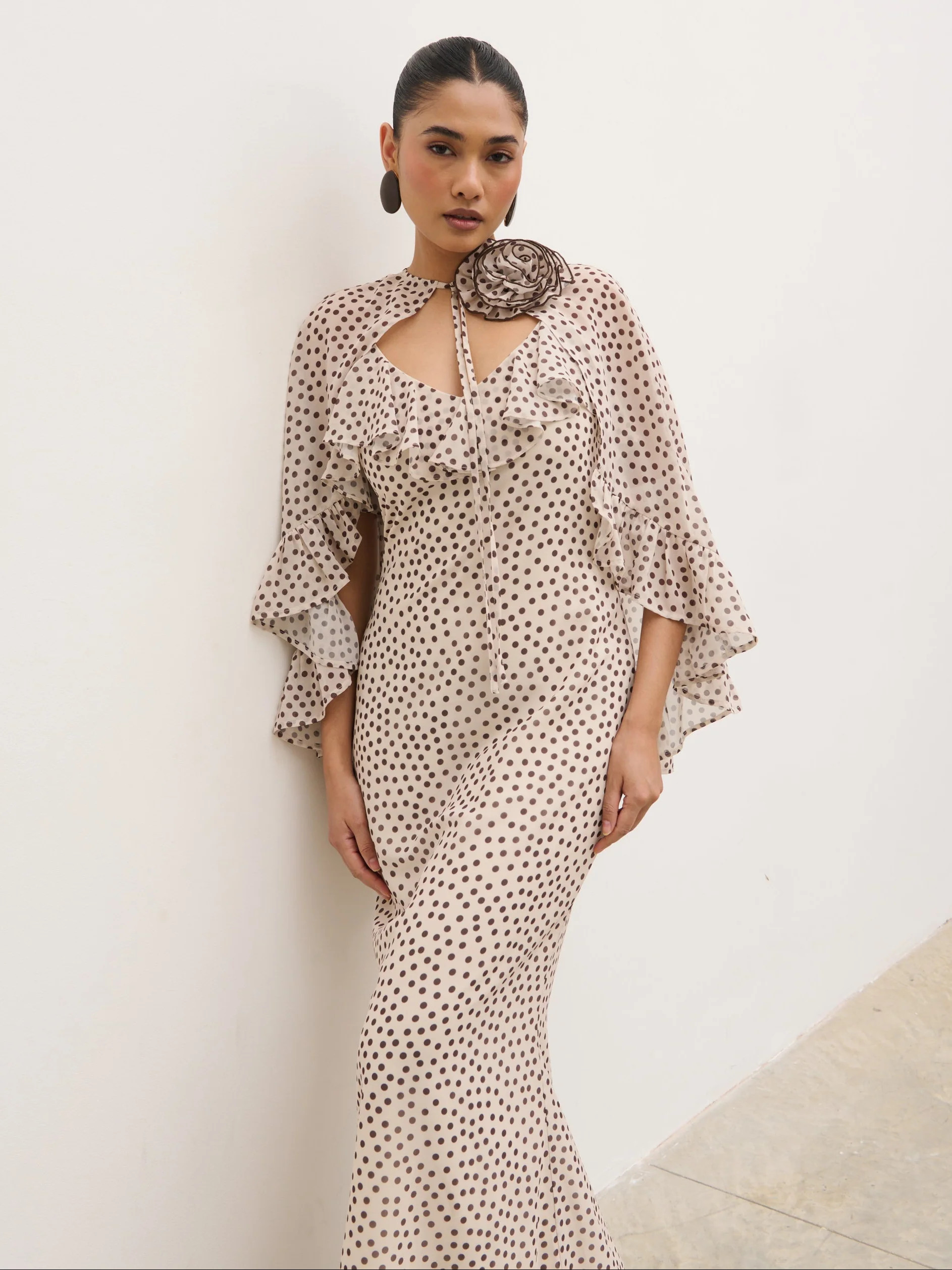 Oriana Corsage Cape Maxi Dress | Pretty Lavish (UK)