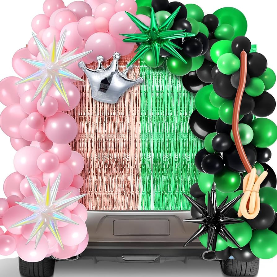 159 Pcs Halloween Witch Trunk or Treat Car Decorations Kit Pink and Green Balloon Garland Arch wi... | Amazon (US)